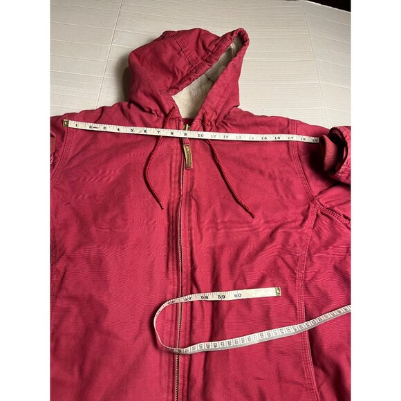 C.E. Schmidt women’s pink Hooded Work Jacket L Sherpa Lined Cotton canvas coat - Picture 9 of 16